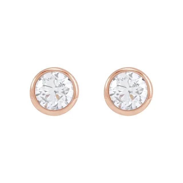 14k Gold Bezel Set Diamond Flat Back Earrings