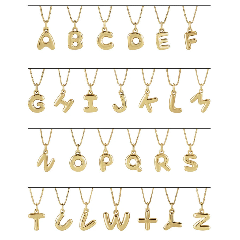 14k Gold Bubble Initial Necklace