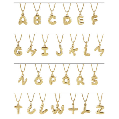 14k Gold Bubble Initial Necklace
