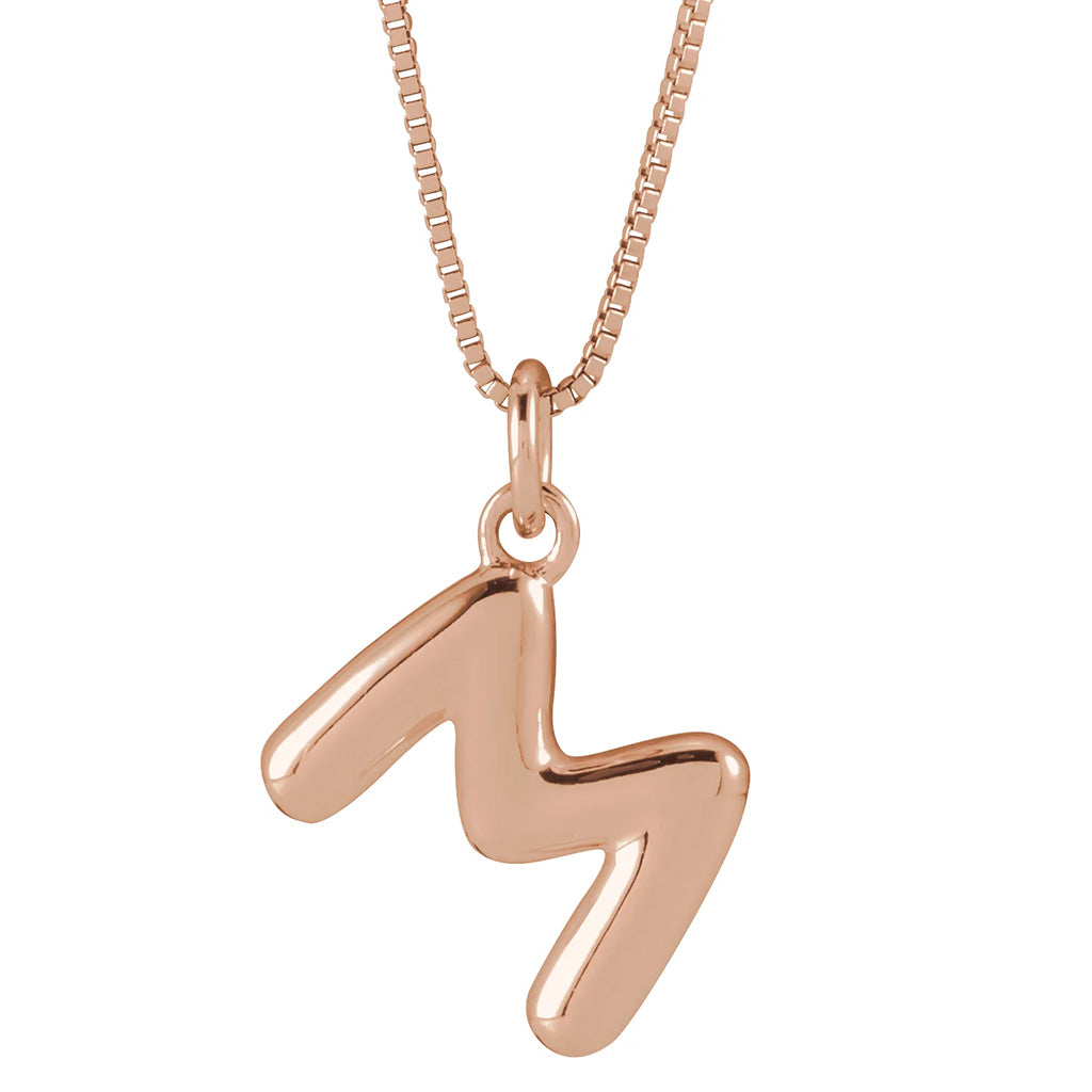 14k Gold Bubble Initial Necklace