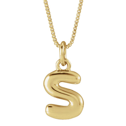 14k Gold Bubble Initial Necklace
