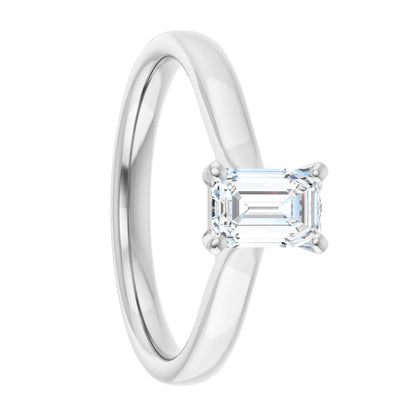 14k Gold Emerald-Cut Lab-Created Diamond Engagement Ring