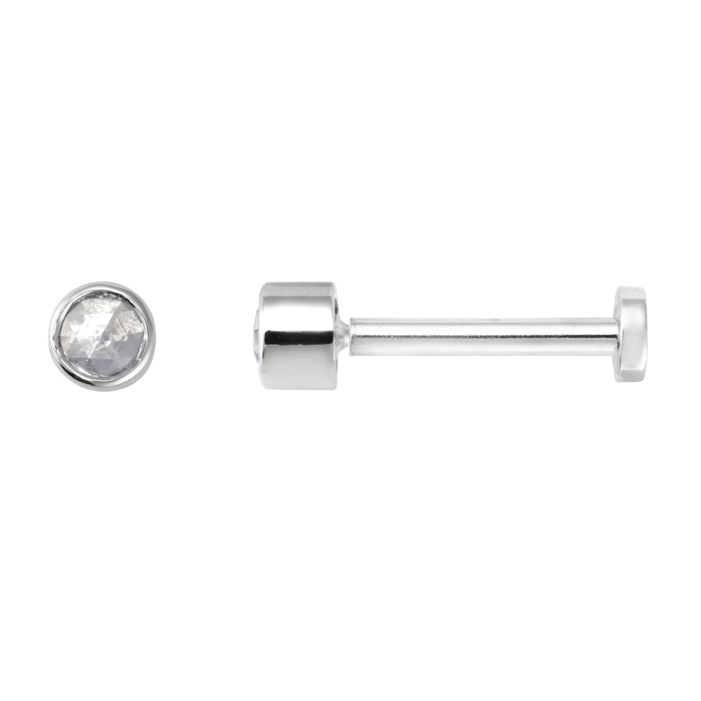 Boucles d'oreilles à dos plat en diamant serti clos en or 14 carats