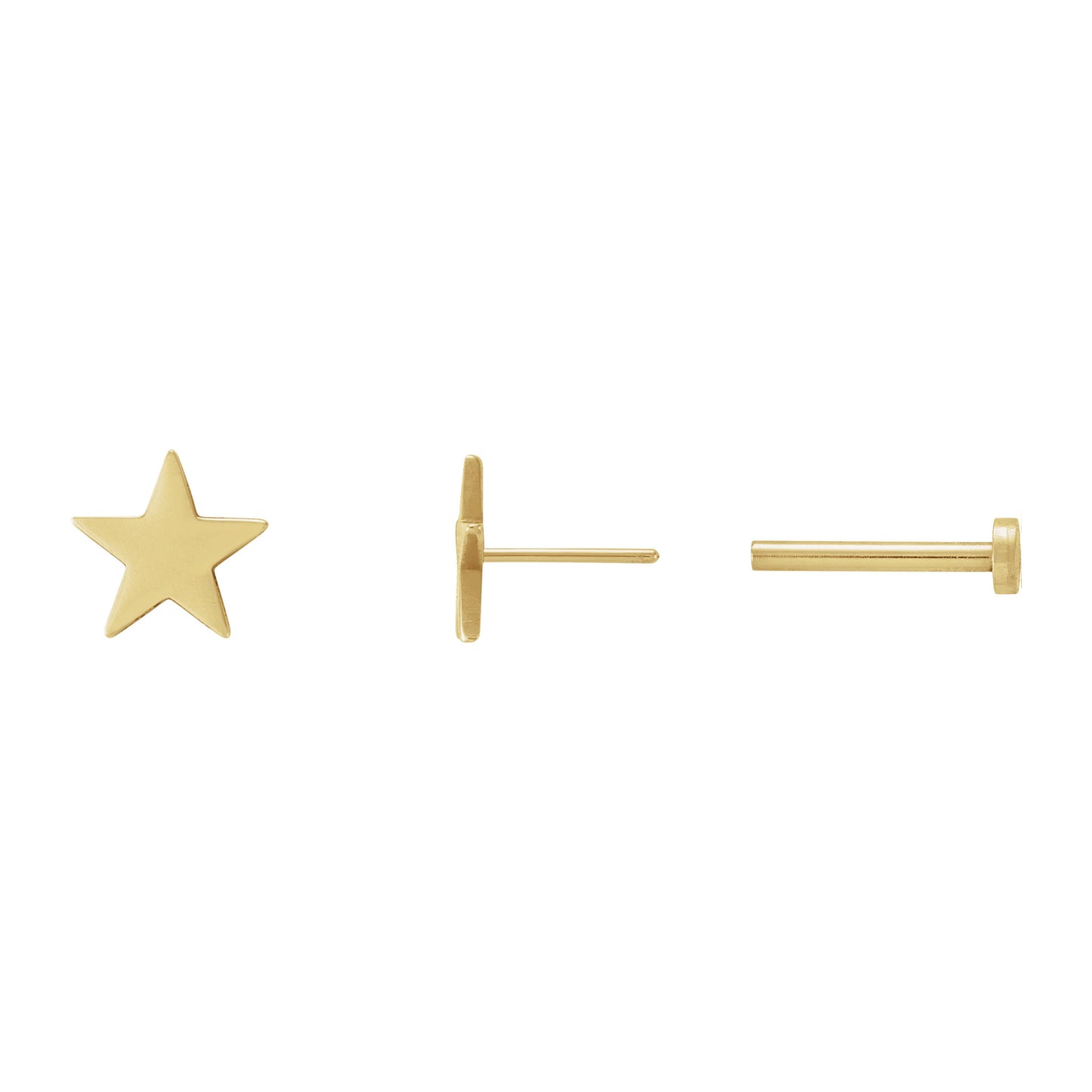 14k Gold Star Flat Back Earrings
