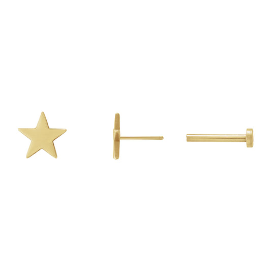14k Gold Star Flat Back Earrings