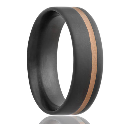 14k Gold Inlay Sandblasted Zirconium Wedding Band