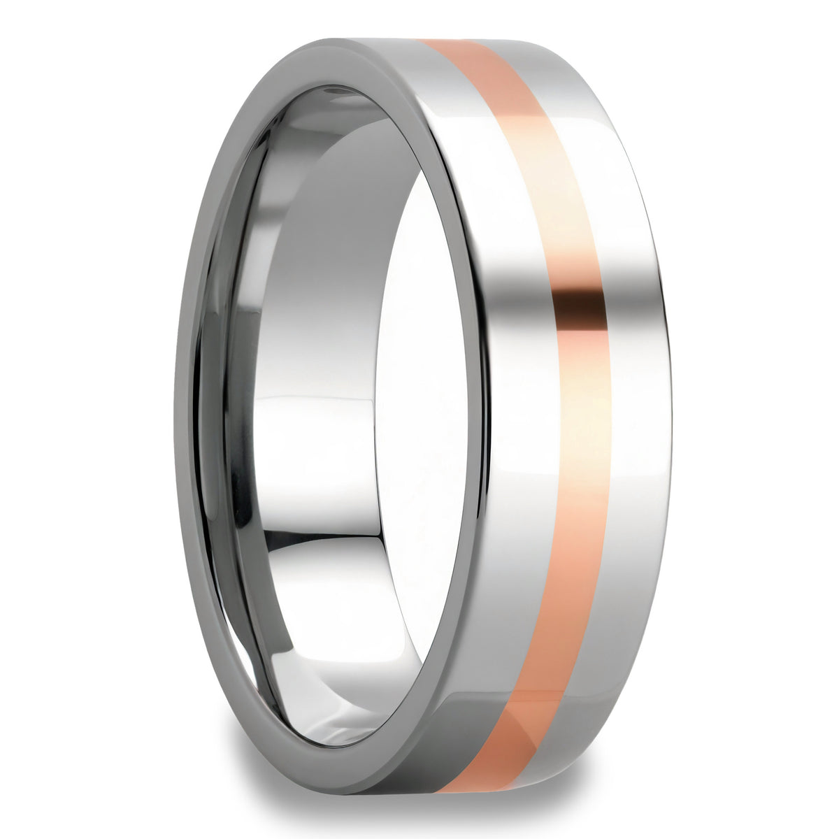 Alianza de boda de tungsteno con incrustaciones de oro de 14k