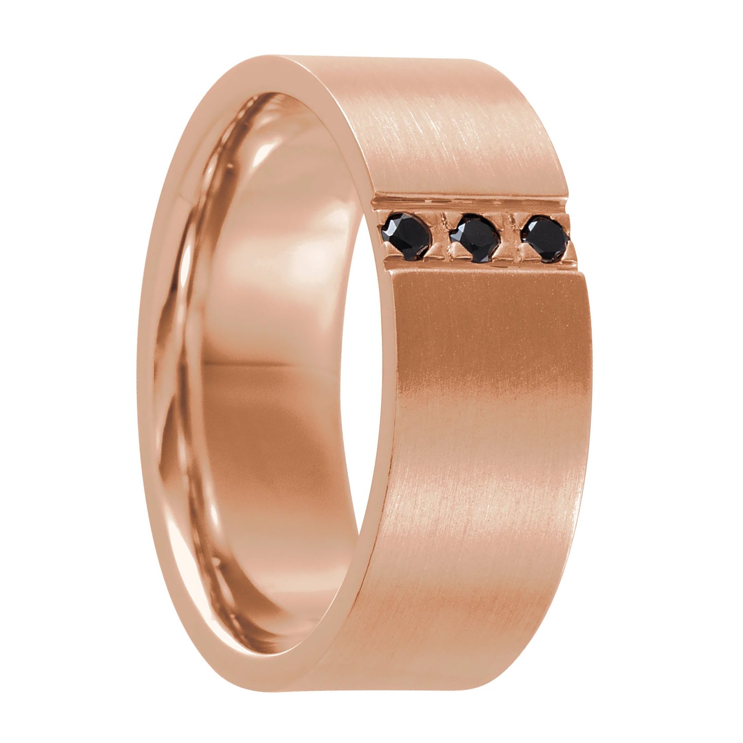 14k Gold Men's Wedding Band with Three Black Diamonds