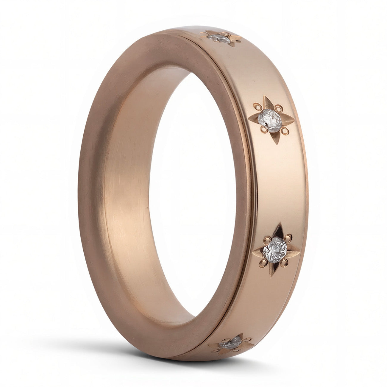 14k Gold & Star-Set Diamond Spinner Wedding Band