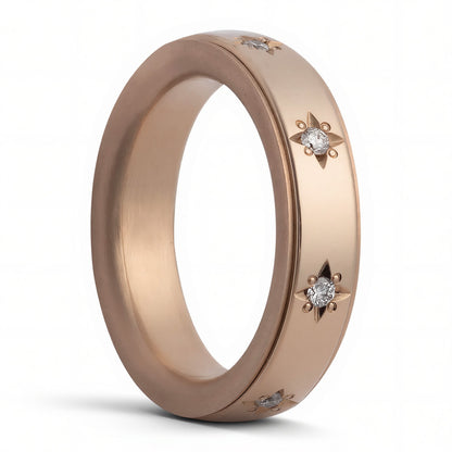 14k Gold & Star-Set Diamond Spinner Wedding Band