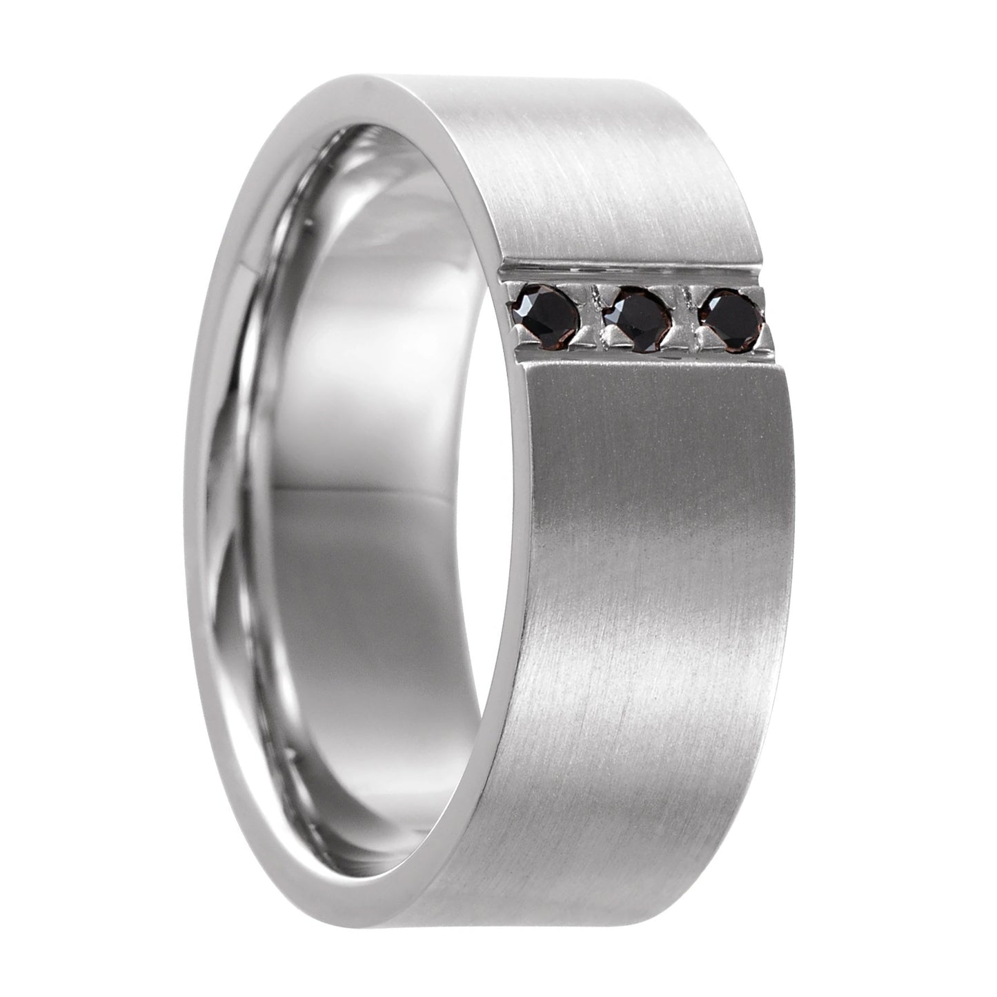 14k Gold Men's Wedding Band with Three Black Diamonds