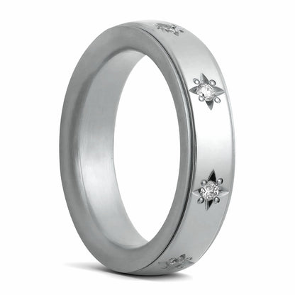 14k Gold & Star-Set Diamond Spinner Wedding Band