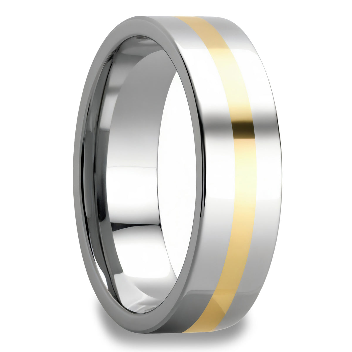 Alianza de boda de tungsteno con incrustaciones de oro de 14k