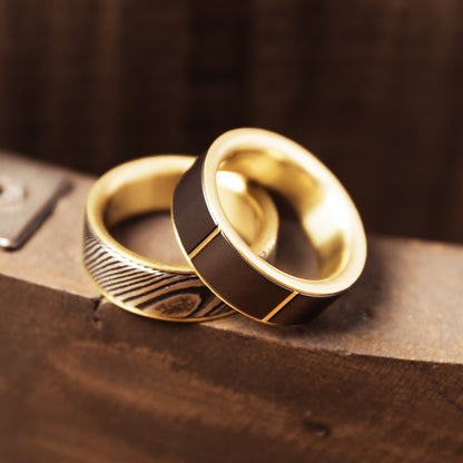 Zirconium & 14k Yellow Gold Spinner Wedding Band
