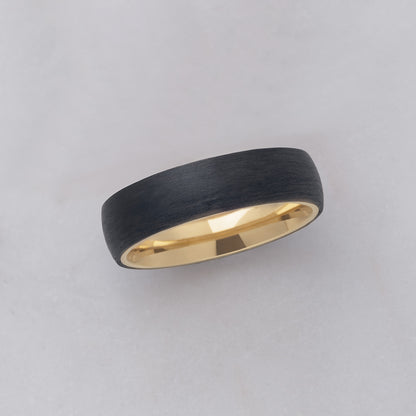 18k Yellow Gold Plated Contrasting Interior Titanium Men's Wedding Band