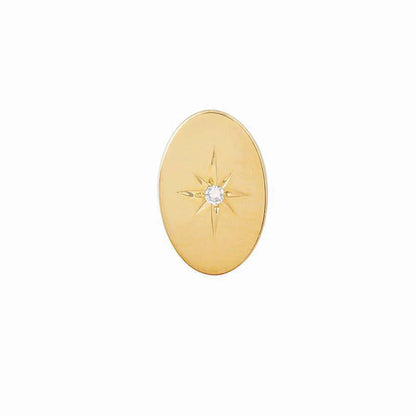 14k Gold Oval Tie Tack with Star Set Diamond