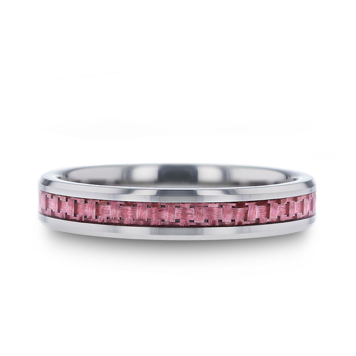 Tungsten Wedding Band with Pink Carbon Fiber Inlay