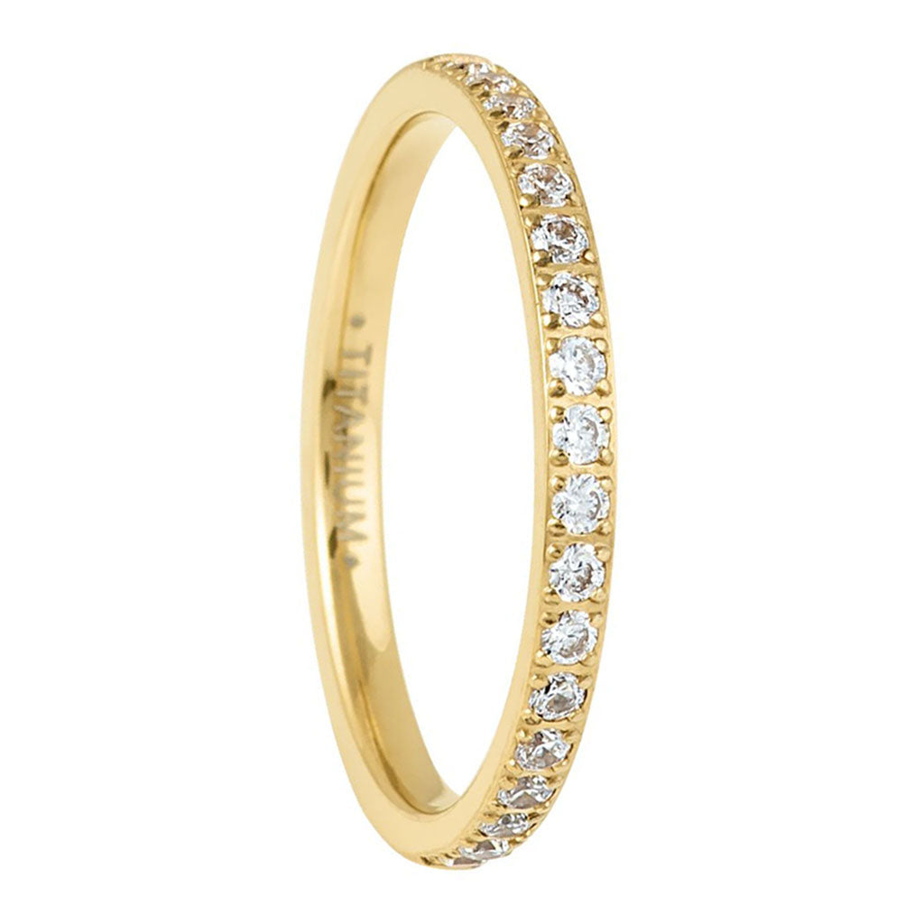 Alliance pour femme en titane avec zircon cubique