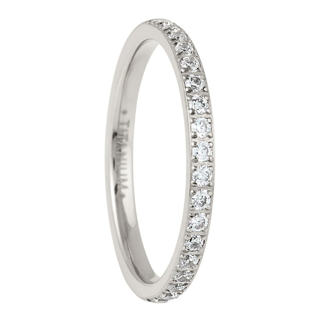 Alliance pour femme en titane avec zircon cubique