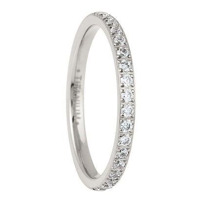 Alliance pour femme en titane avec zircon cubique