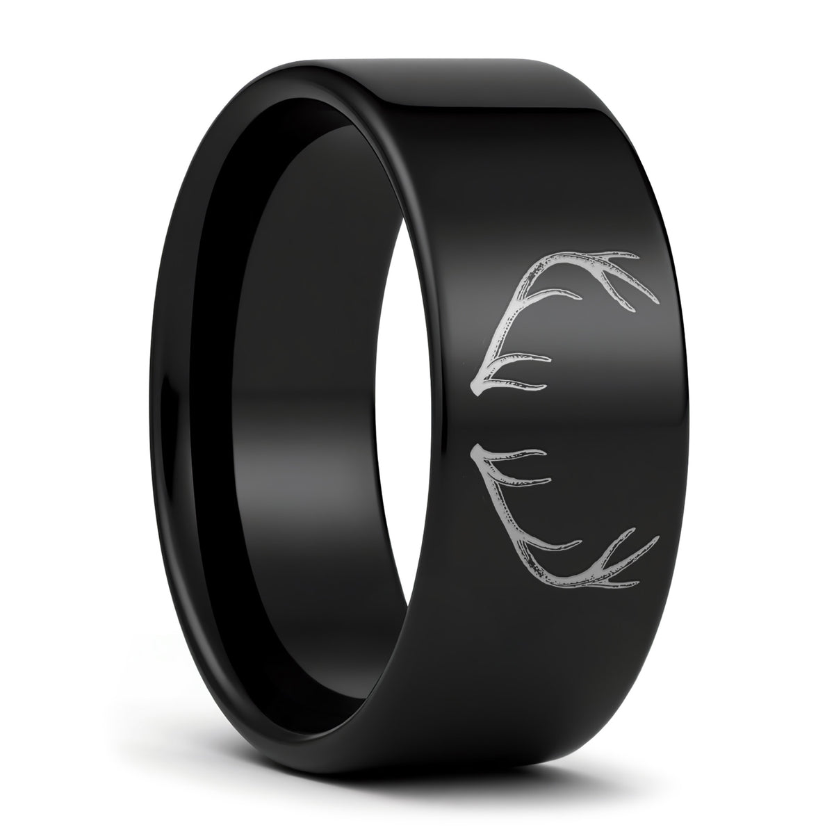 Antler Engraved Tungsten Men's Wedding Band