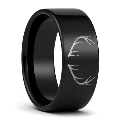 Antler Engraved Tungsten Men's Wedding Band