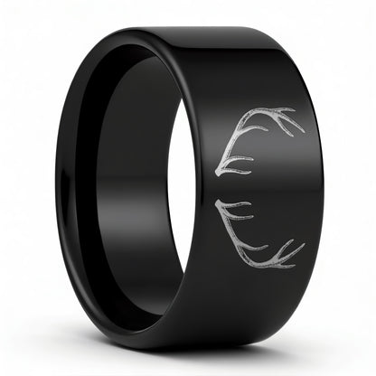 Antler Engraved Tungsten Men's Wedding Band