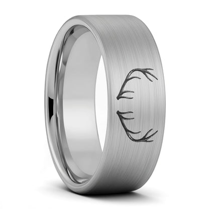 Alliance pour femme en tungstène doré brossé gravé en bois de tungstène