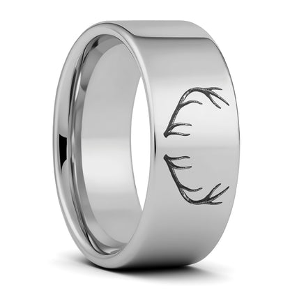 Antler Engraved Tungsten Men's Wedding Band