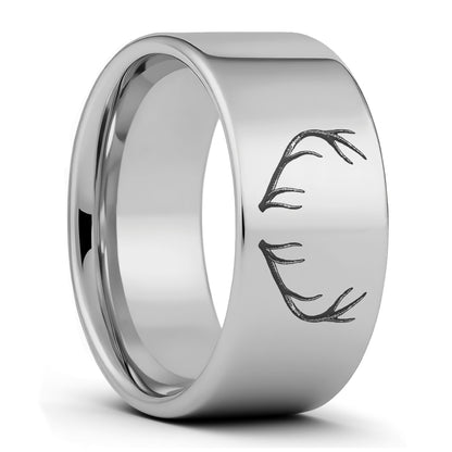 Antler Engraved Tungsten Men's Wedding Band