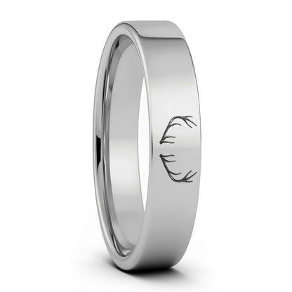 Antler Engraved Tungsten Men's Wedding Band
