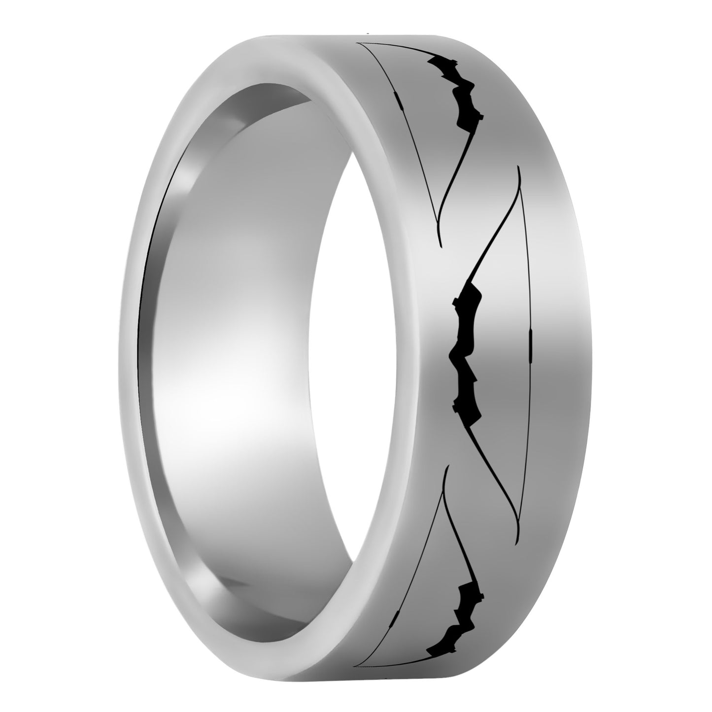 One Archery Bow Tungsten Men's Wedding Band displayed on a plain white background