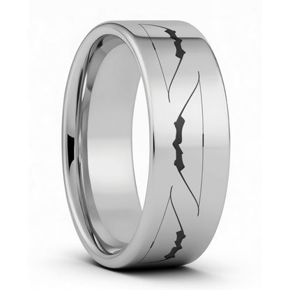 One Archery Bow Tungsten Men's Wedding Band displayed on a plain white background