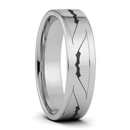 Archery Bow Tungsten Men's Wedding Band