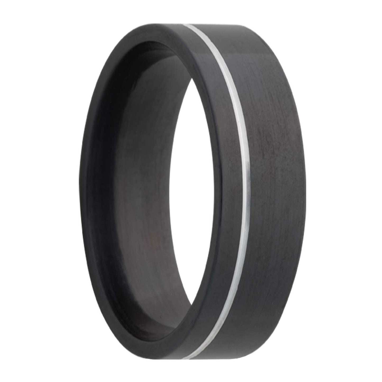Asymmetrical Grooved Zirconium Wedding Band
