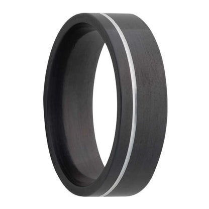 Asymmetrical Grooved Zirconium Wedding Band