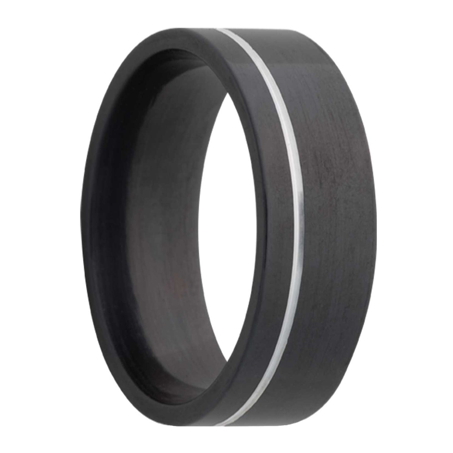 Asymmetrical Grooved Zirconium Wedding Band