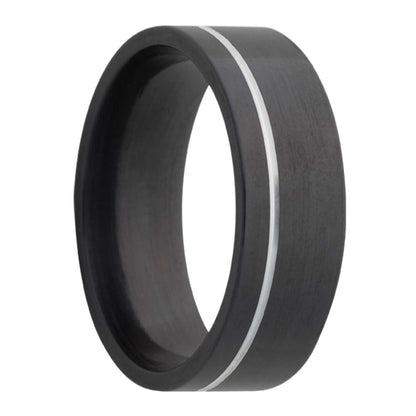 Asymmetrical Grooved Zirconium Wedding Band
