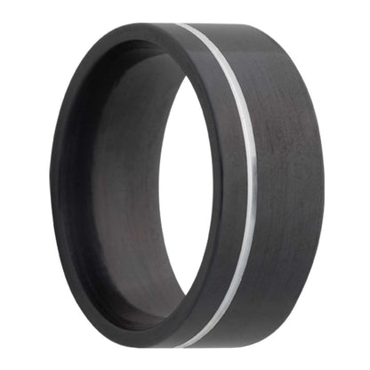 Asymmetrical Grooved Zirconium Wedding Band