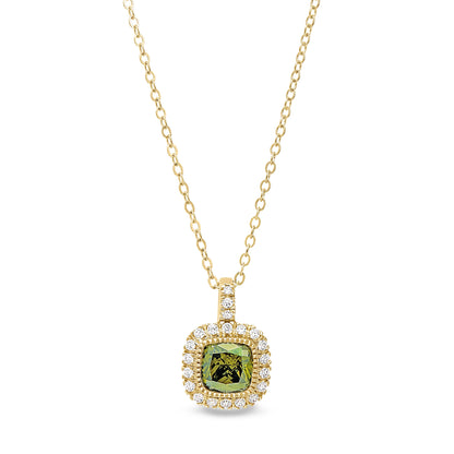 Cushion Cut Birthstone Halo Style Sterling Silver Necklace