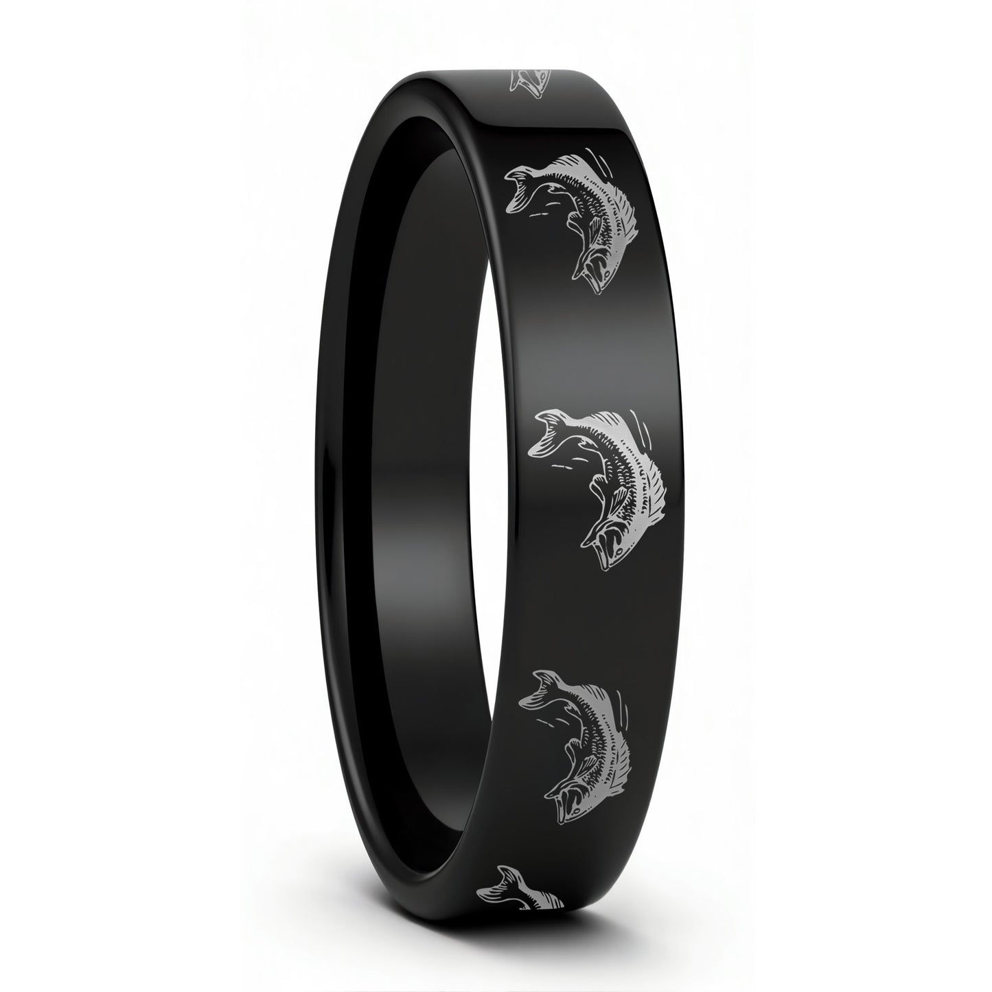 Bass Fish Tungsten Men's Wedding Band