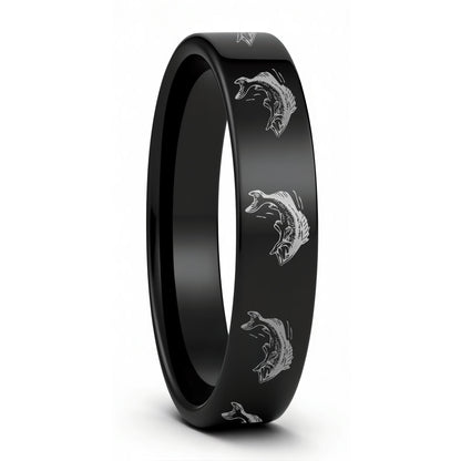 Bass Fish Tungsten Men's Wedding Band
