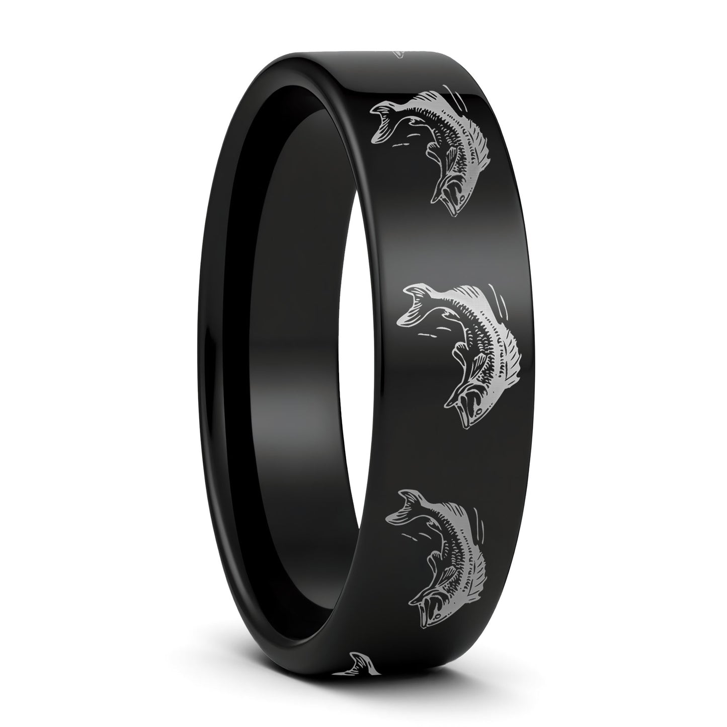 Bass Fish Tungsten Men's Wedding Band