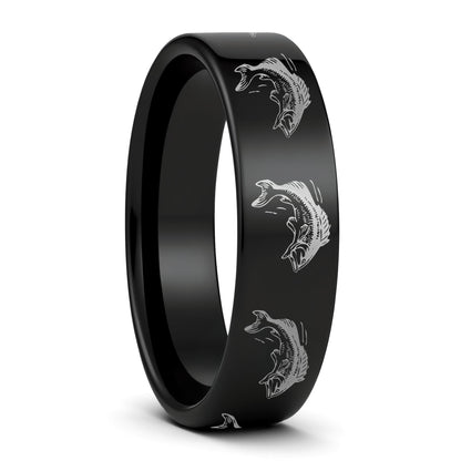 Bass Fish Tungsten Men's Wedding Band