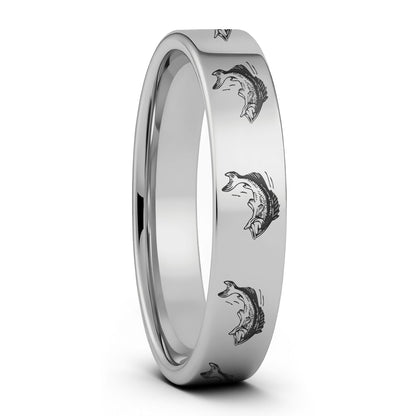 Bass Fish Tungsten Men's Wedding Band