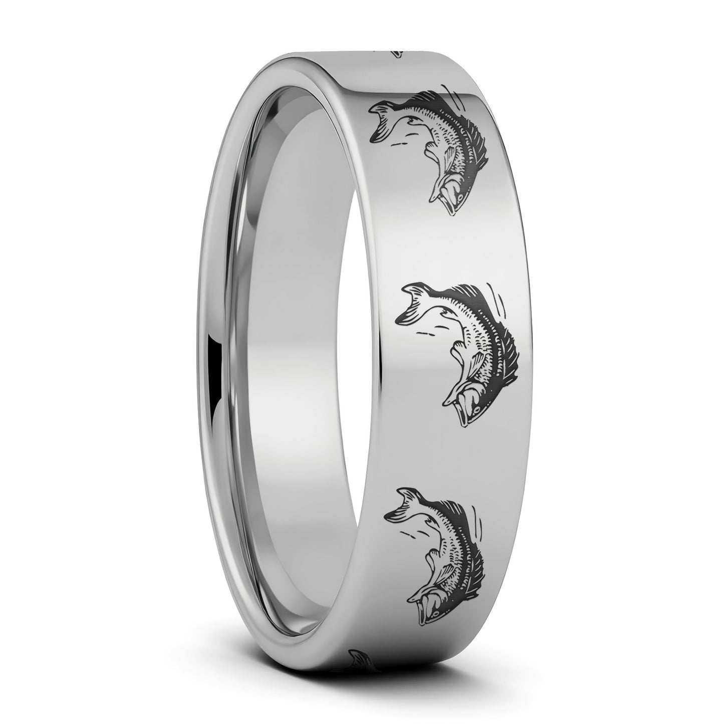 Bass Fish Tungsten Men's Wedding Band