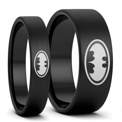 Batman Brushed Tungsten Couple's Matching Wedding Band Set