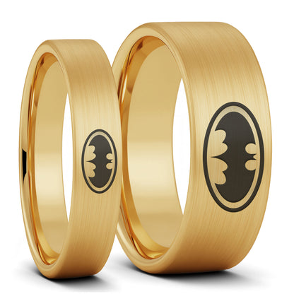 Batman Brushed Tungsten Couple's Matching Wedding Band Set