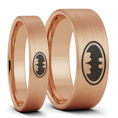 Batman Brushed Tungsten Couple's Matching Wedding Band Set