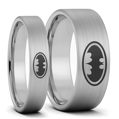 Batman Brushed Tungsten Couple's Matching Wedding Band Set